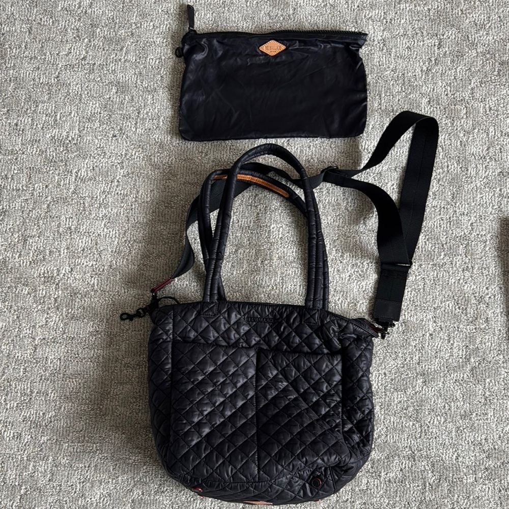 MZ Wallace Black Quilted Crossbody Bag
